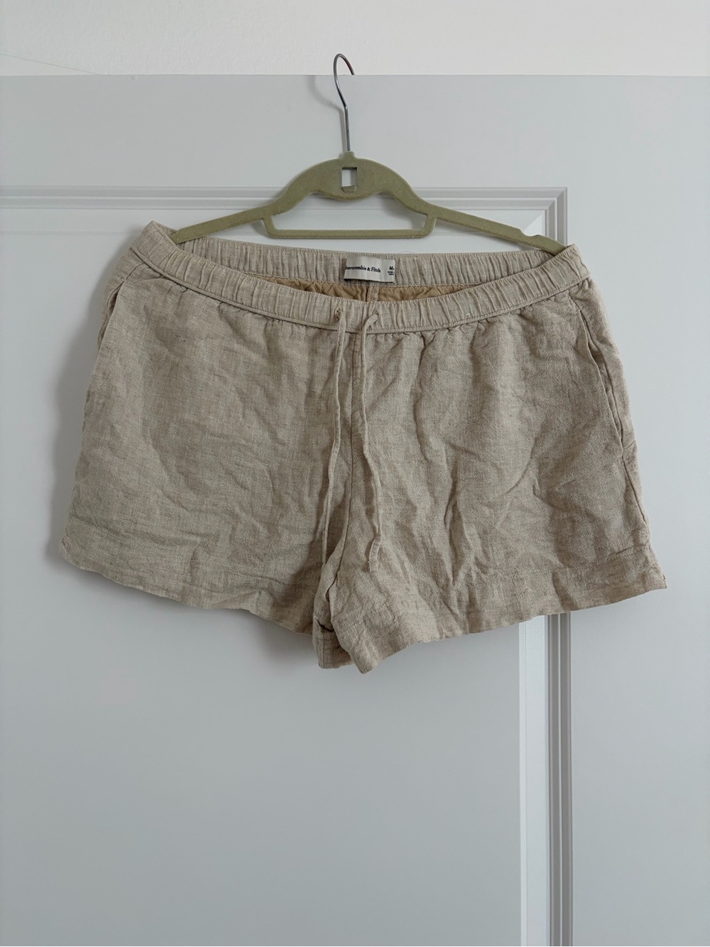 Abercrombie & Fitch Natural-Tan High Waist Linen Shorts